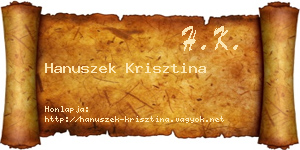 Hanuszek Krisztina névjegykártya